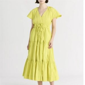 Free Assembly Tiered Ruffled Yellow Maxi Dress Size Small